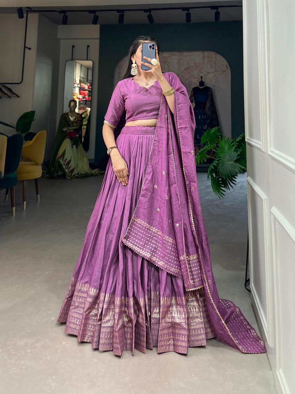 Violet Lehenga choli manufacturers in Kerala